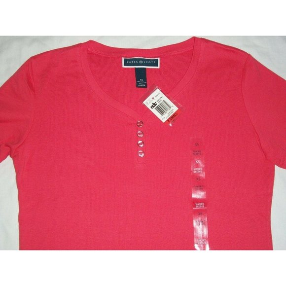 Macy's Karen Scott Henley Woman's Coral Short XS - Picture 4 of 12
